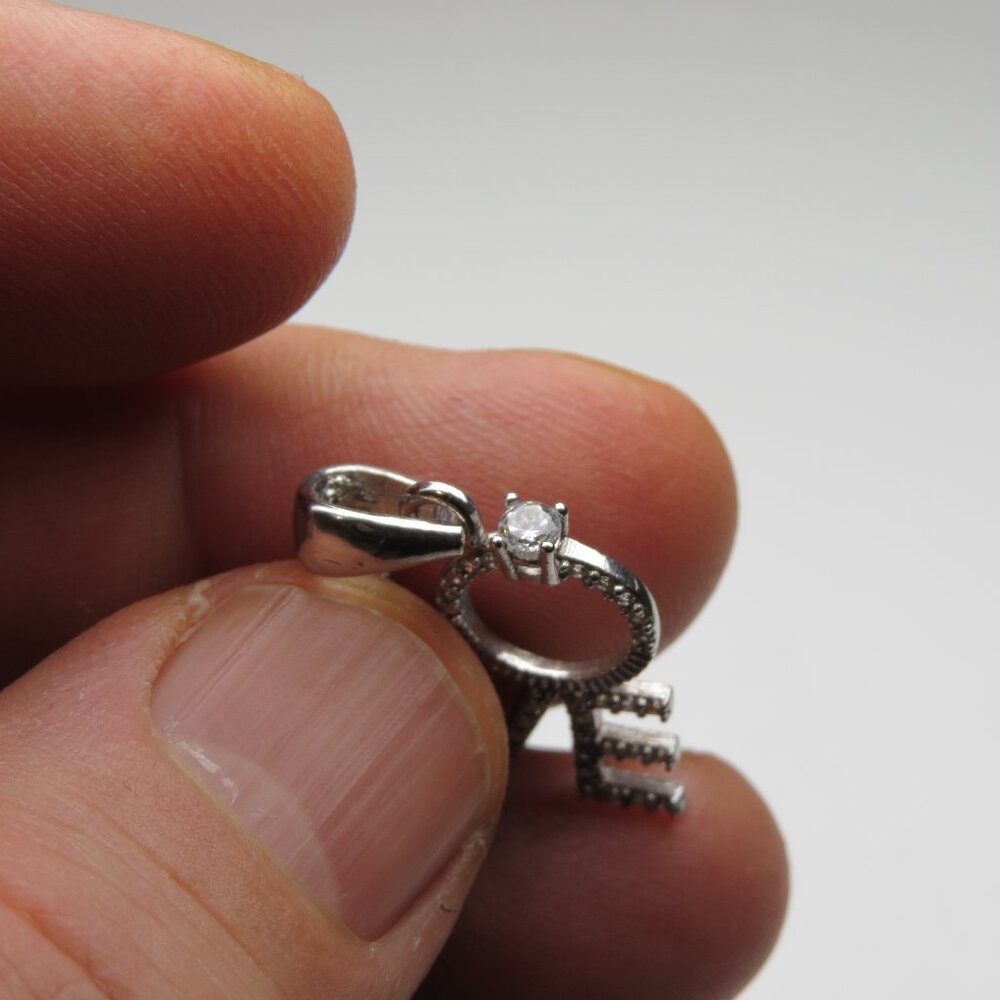Sterling Silver Diamond Love Engagement Ring Pendant